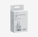 Зарядно устройство HikVision GaN Fast Charger 2C 67W, USB-C retractable cable & USB C Port, Universal Compatibility (phones, tablets, laptops, switch and other devices), Portable
