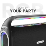 Тонколони HiFuture MusicBox300 Black, 150W Output, Karaoke Enable, Two Wireless Microphone, 18000mAh Battery (Support Power Bank), RGB Lighting, Pair to Play (TWS Mode), Bluetooth 5.3