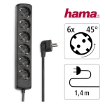Разклонител HAMA, 6 гнезда, 30393