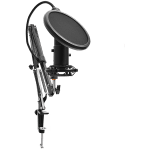 LORGAR Voicer 931, Gaming Microphone, Black, USB condenser microphone with boom arm stand, pop filter, tripod stand. including 1* microphone, 1*Boom Arm Stand with C-clamp, 1*shock mount, 1*pop filter, 1*windscreen cap, 1*2.5m type-C USB cable, 1* Extra t