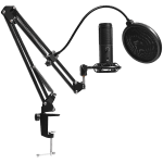 LORGAR Voicer 931, Gaming Microphone, Black, USB condenser microphone with boom arm stand, pop filter, tripod stand. including 1* microphone, 1*Boom Arm Stand with C-clamp, 1*shock mount, 1*pop filter, 1*windscreen cap, 1*2.5m type-C USB cable, 1* Extra t
