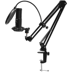 LORGAR Voicer 931, Gaming Microphone, Black, USB condenser microphone with boom arm stand, pop filter, tripod stand. including 1* microphone, 1*Boom Arm Stand with C-clamp, 1*shock mount, 1*pop filter, 1*windscreen cap, 1*2.5m type-C USB cable, 1* Extra t
