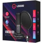 LORGAR Voicer 931, Gaming Microphone, Black, USB condenser microphone with boom arm stand, pop filter, tripod stand. including 1* microphone, 1*Boom Arm Stand with C-clamp, 1*shock mount, 1*pop filter, 1*windscreen cap, 1*2.5m type-C USB cable, 1* Extra t