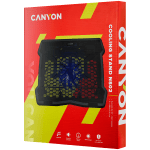 CANYON NS02, Cooling stand single fan with 2x2.0 USB hub, support up to 10”-15.6” laptop, ABS plastic and iron, Fans dimension:125*125*15mm(1pc), DC 5V, fan speed: 800-1000RPM, size:340*265*30mm, 406g