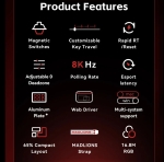 Madlions професионална геймърска механична клавиатура Professional Gaming Mechanical Keyboard MAD 60 HE Flagship V2 - 8K, Magnetic Amber Pro Switches - Black