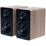 Edifier M60 Bookshelf Speakers, Bluetooth V5.3 (Hi-Res & Hi-Res Wireless), USB-C and 3.5 mm AUX inputs, 1-inch silk-dome tweeters  3-inch long-throw aluminum diaphragm mid-low drivers, 66 W (RMS), touch panel controls, Classic Oak