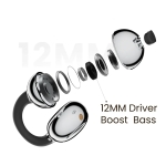 Слушалки HiFuture FlexClip Black, Open Ear Comfort, Bluetooth 5.4, 4 Mics ENC Calling System, Playtime up to 30 Hours, IPX5 Waterproof, 12mm Driver Bass Boost