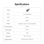 Orico хъб USB3.1 HUB Type-C - 2 x USB3.0, 2 x USB-C - PAPW2AC-C3-05-BK-EP