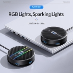 Orico хъб HUB USB3.1 Type-C 4 port - 4 x USB3.0 White, Audio/Mic x 1 - YS4-C3-03-WH-BP