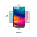 Монитор BenQ PD2706QN, 27", 100Hz, QHD IPS, AQCOLOR, Designer, Pantone, Nano Matte Panel, HDR10, 100% sRGB, Card Reader, HDMI (2.0), DP (1.4), USB-C (DP alt. PD 90W), USB Hub, 3.5 Jack, 2x 3W, Pivot, Height adj. 115mm, VESA 100