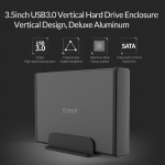 Orico кутия за диск Storage - Case - 3.5 inch Vertical, USB3.0, Power adapter, UASP, black - 7688U3-BK