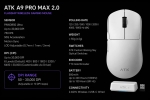 ATK професионална геймърска мишка Wireless Gaming Mouse A9 Pro Max 2.0 Tri-mode Nearlink - 8K, White
