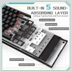 Ajazz геймърска механична клавиатура Gaming Mechanical Keyboard AK820 - Red Switches [Linear] (English US), Black, White Backlight