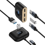 USB хъб Baseus Square round 4 в 1 с 3х USB 2.0, 1х USB 3.0 порта, черен
