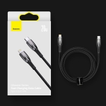 Кабел Baseus Glimmer Series USB-A - USB-C 100W 480Mbps 2м CADH000501 - черен