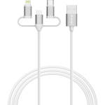 Кабел Verbatim Sync & Charge Cable 3-in-1 USB-A to Micro-B/USB-C/Lightning 18W 100cm - White
