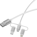 Кабел Verbatim Sync & Charge Cable 3-in-1 USB-A to Micro-B/USB-C/Lightning 18W 100cm - White