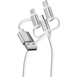 Кабел Verbatim Sync & Charge Cable 3-in-1 USB-A to Micro-B/USB-C/Lightning 18W 100cm - White