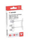 Кабел Verbatim Sync & Charge Cable 3-in-1 USB-A to Micro-B/USB-C/Lightning 18W 100cm - White