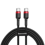 Кабел Baseus Cafule USB-C PD /USB-C PD PD2.0 60W 20V 3A QC3.0 1м CATKLF-G91 - черен/червен