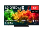 Телевизор LG 55QNED81B3A, 55" 4K QNED MiniLED Smart TV, 3840x2160, DVB-T2/C/S2, Alpha 7 AI Processor, HDR10/HLG, webOS 26 ThinQ, VRR/ALLM/HGiG, 4K Super Upscaling, WiFi 5, Bluetooth 5.3, AirPlay 2, SPDIF, LAN, CI, HDMI, AI Sound Pro, Google Cast, Motion B