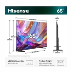 Телевизор Hisense 65" E7S, 4K Ultra HD 3840x2160, QLED, Quantum Dot, HDR 10+, HLG, Dolby Vision, DTS Virtual X, Smart TV,Light Sensor,WiFi Direct, BT, Anyview Cast, 3xHDMI, 2xUSB, LAN, CI+, DVB-T2/C/S2, Black