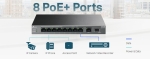 10-портов гигабитен настолен комутатор TP-Link LS1210GP с 8-PoE+ порта