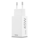 HAMA Бързо мини зарядно, 45 W, 1x USB-C - 1x USB-A, PD, бяло