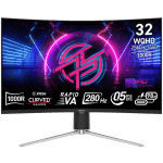 MSI MPG 325CQRXF Gaming Monitor, 31.5" 280Hz, WQHD (2560x1440) 16:9, Rapid VA, Anti-glare, 0.5ms, 350nits, 3200:1, 178/178, 1000R Curve, Adaptive Sync, DisplayHDR 400, Adjustable Stand, 1x DP, 1x HDMI, 1x Type-C 98W, USB Hub, 3Y Warranty