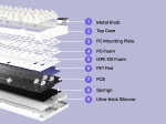 Ajazz геймърска механична клавиатура Wireless Gaming Mechanical Keyboard AK820 V2 PRO - White peach Switch [Linear] (English US), White