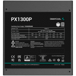 DeepCool PX1300-P, 1300W, 80 Plus PLATINUM, Fully Modular, Flat Black Cables, 135mm FDB Fan, Fluid Dynamic Bearing, 150x160x86mm (W x L x H), ATX 3.0, OPP/OVP/SCP/OTP/OCP/UVP/NLO/SIP, 12Y, R-PXD00P-FC0B-EU