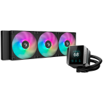 DeepCool MYSTIQUE 360 ARGB, 360mm CPU Liquid Cooler, 2.8" LCD screen, 3x120mm ARGB PWM Fans, Addressable RGB LED, Fluid Dynamic Bearing, Black, Intel LGA1851/1700/1200/1151/1150/1155, AMD AM5/AM4, R-LX750-BKADSNC-G-1