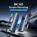 Vention докинг станция Docking Station Type-C - TQZHB - 8K, LED Display - HDMI, USB 3.0 x 2, USB-C 3.2 Gen 1, PD100W,  LAN (1Gbps)