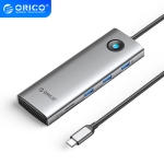 Orico докинг станция Docking Station Type-C - PW11-9P-GY-EP - HDMI x 1, VGA x 1, USB3.0 x 3, USB-C PD100W x 1, LAN x 1 (1Gbps), SD/TF
