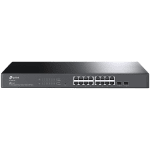 TP-Link SG2218 Omada 16-Port Gigabit Smart Switch with 2 SFP Slots, 16×G RJ45 ports and 2×G SFP slots, Fanless, Zero-Touch Provisioning, 802.1Q VLAN, STP/RSTP/MSTP, Omada App, Static Routing, Rack Mountable, 802.1p/DSCP QoS, ACL, 802.1x, CLI, SNMP