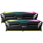 Lexar 2x8GB Ares DDR4 3600 UDIMM Memory with heatsink and RGB lighting, Black Color, Dual pack