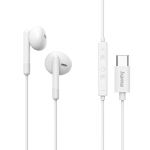 HAMA Слушалки "Season II" USB-C, накрайници, микрофон, защита от прегъване на кабел, бял