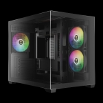 Gamdias кутия Case mATX - AURA GC10M v2 - 3 x 120 mm A-RGB, USB-C, Tempered Glass