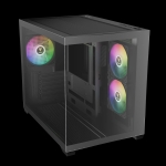 Gamdias кутия Case mATX - AURA GC10M v2 - 3 x 120 mm A-RGB, USB-C, Tempered Glass