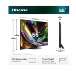 Телевизор Hisense 55" UR8S, 4K Ultra HD 3840x2160, RGB Mini Led , DLED, Quantum Dot, 180Hz, IPS, HDR 10+, HLG, Dolby Vision IQ, Dolby Atmos, Smart TV,Light Sensor,WiFi 6eGHz, WiFi Direct, BT,2x10 W + 20 W + 2x5 W, Anyview Cast, 4xHDMI, 2xUSB, LAN, CI+, DV