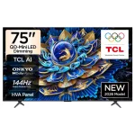 Телевизор TCL 75P8L - 75", 4K, 144Hz Native Refresh Rate, QLED, HVA Panel, TCL Ai, Slim & Unibody