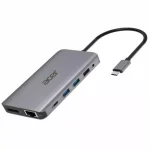 Докинг станция Acer 12 port mini Dock, от USB C към 1x USB 3.2 Type-C, 2x USB 2.0 Type-A, 2x USB 3.2 Type-A, 1x MicroSD/TF четец, 1x DP, 2x HDMI, 1x RJ45, 1x AUX