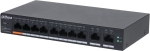 Dahua 10-Port Cloud Managed Desktop PoE Switch, 8x PoE 100 Mbps, Port 1 - 60W, Port 2-8 - 30W, total 60W, 2x uplink 1 Gbps.