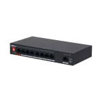 Dahua 9-Port PoE Switch 10/100 Mbps (Unmanaged), 1 Uplink port, 8 PoE, Port1/60W, Port 2-4 /30W, Total-96W, transmission distance of power and data up to 250m, 10Mbps
