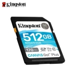 Карта памет 512GB SDXC, Kingston Canvas GO! +, Class 10, скорост на четене 170 MB/sec, скорост на запис 90 MB/sec
