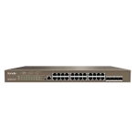 Суич Tenda TEG5328P-24-410W, 24 порта, 24x 10/100/1000 Mbps, PoE, 4x SFP