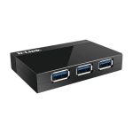 USB hub D-Link DUB-1340/E, with power adapter, USB 3.0, Black