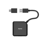 USB hub HAMA, USB-А 4-ports, USB 3.2 Gen 1, 5 Gbit/s, USB-C adapter, Black
