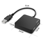 USB hub HAMA, 4 ports, USB 2.0, 480 Mbit/s, Black