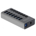USB hub Delock 7 x USB-A, 1 x USB-B, 5 Gbps, Switches, LED indicator, Gray